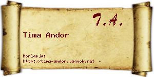 Tima Andor névjegykártya